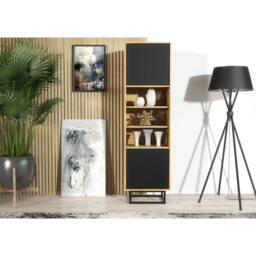 Creative Furniture Harmony Loft Display Cabinet 175cm - Dark Oak & Black - thumbnail 2