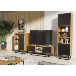 Creative Furniture Harmony Loft Display Cabinet 175cm - Dark Oak & Black - thumbnail 6