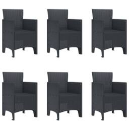 Berkfield Home Stylish 7 Piece Garden Dining Set Anthracite Poly Rattan in Charcoal - thumbnail 5