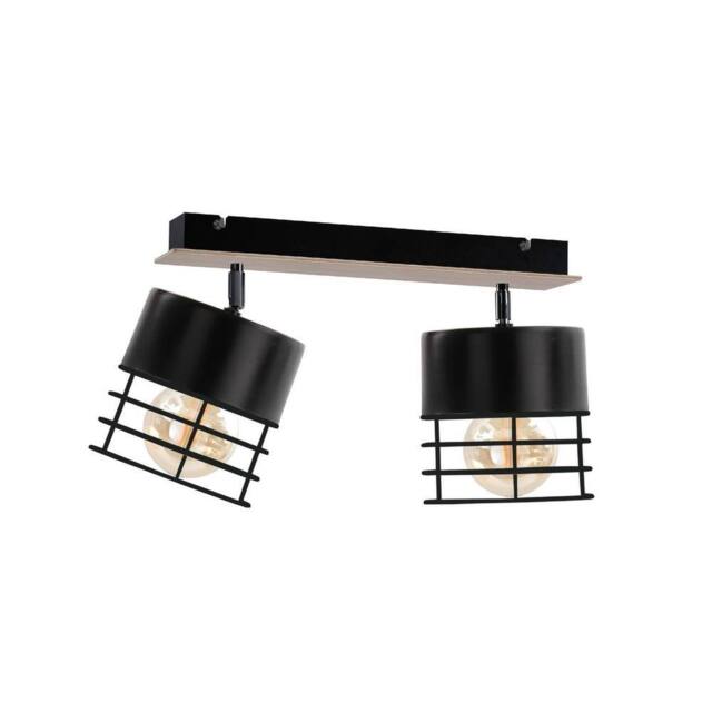 Netlighting Casa Twin Ceiling Spotlight Black Wood 50cm 2x E27