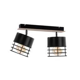 Netlighting Casa Twin Ceiling Spotlight Black Wood 50cm 2x E27