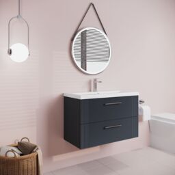Balterley Wall Hung 2 Drawers Vanity Unit - Mid-Edge Basin 800mm, Satin Dark Grey - thumbnail 4
