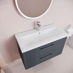 Balterley Wall Hung 2 Drawers Vanity Unit - Mid-Edge Basin 800mm, Satin Dark Grey - thumbnail 3
