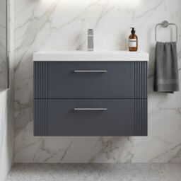 Balterley Wall Hung 2 Drawers Vanity Unit - Mid-Edge Basin 800mm, Satin Dark Grey - thumbnail 8