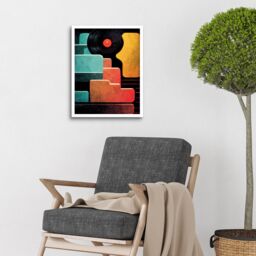 "Artery8 Wall Art Print Retro DJ Decks Vintage Style Abstract Turntable Art Framed in White - Size: W12"" x H16""" - thumbnail 2