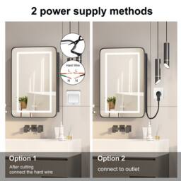 KEEPREAPER Black LED Bathroom Mirror Cabinet 50x80 3 Color Demister Touch Control - Size: W500mm X H760mm - thumbnail 4