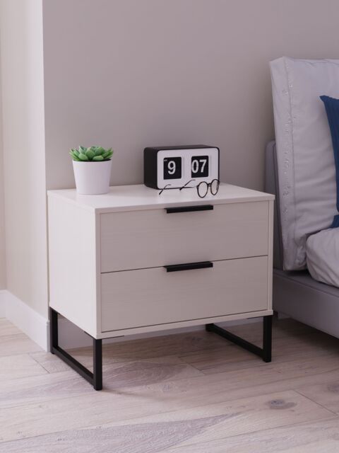 Ready Assembled 2 U Fuji 2 Drawer Side Table (Ready Assembled) in Stone - image 1