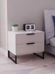 Ready Assembled 2 U Fuji 2 Drawer Side Table (Ready Assembled) in Stone - thumbnail 1