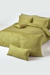 Homescapes Egyptian Cotton Oxford Pillowcase 1000 TC in Olive - thumbnail 5