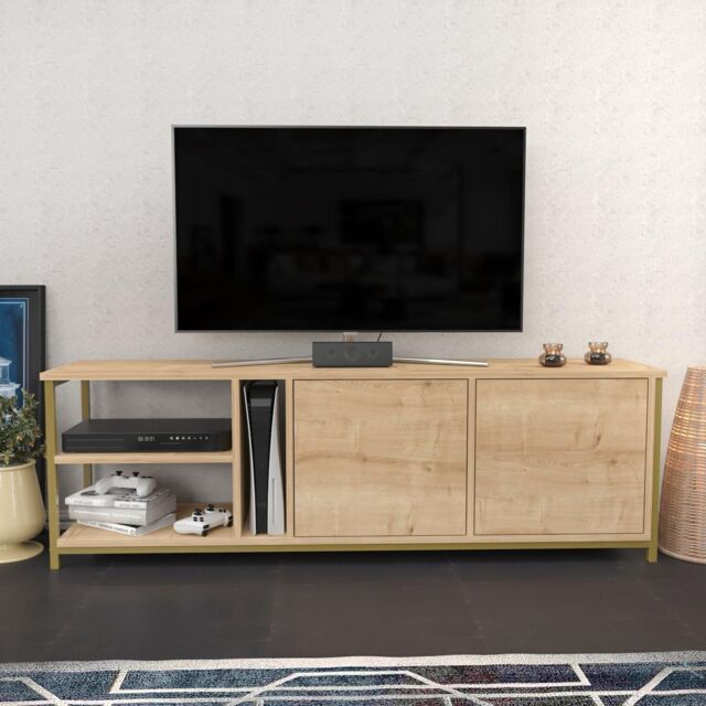 Decorotika Primrose TV Stand TV Unit for TV's up to 72 inch in Gold - image 1