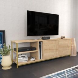 Decorotika Primrose TV Stand TV Unit for TV's up to 72 inch in Gold - thumbnail 2
