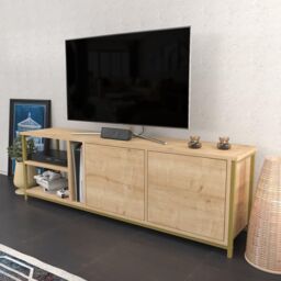 Decorotika Primrose TV Stand TV Unit for TV's up to 72 inch in Gold - thumbnail 3