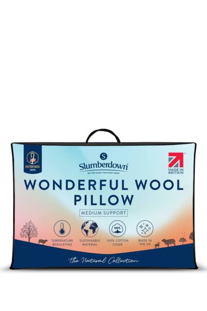 Slumberdown Single Wonderful Wool Medium Support Back Side Sleeper Pillow in White - image 1