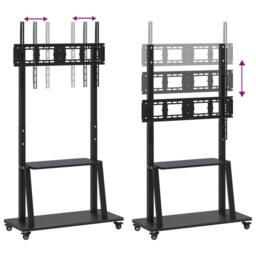 Berkfield Home TV Stand on Wheels 32-90 Inch Screen Max VESA 800x600 mm 100kg in Black - thumbnail 6