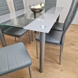 KOSY KOALA Dining Table & 6 Chairs Modern Grey Glass Table With 6 Grey Velvet Chairs Dining Room Furniture in Brown - thumbnail 8