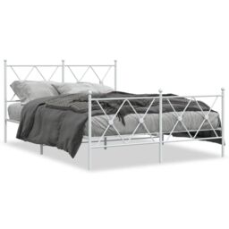 Berkfield Home Metal Bed Frame without Mattress with Footboard White 137x190cm - Size: 137x190 cm - thumbnail 2
