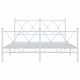 Berkfield Home Metal Bed Frame without Mattress with Footboard White 137x190cm - Size: 137x190 cm - thumbnail 4