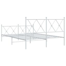 Berkfield Home Metal Bed Frame without Mattress with Footboard White 137x190cm - Size: 137x190 cm - thumbnail 6