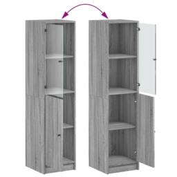 Berkfield Home Highboard with Glass Door Grey Sonoma 35x37x142 cm - Size: 35 x 37 x 142 cm - thumbnail 9