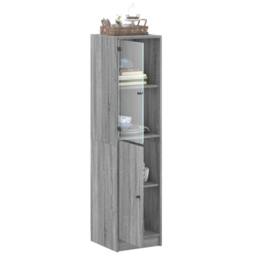 Berkfield Home Highboard with Glass Door Grey Sonoma 35x37x142 cm - Size: 35 x 37 x 142 cm - thumbnail 5