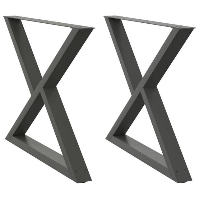 Berkfield Home Dining Table Legs 2 pcs Anthracite 90x(72-73.3) cm Steel in Grey - image 1