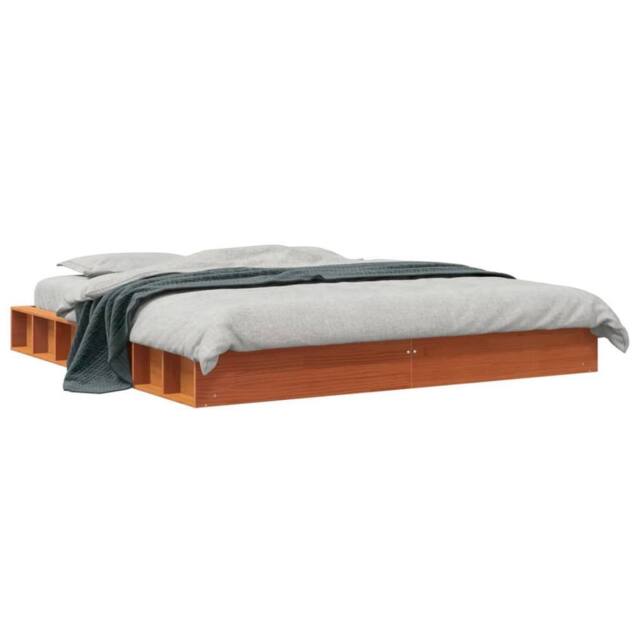 Berkfield Home Bed Frame without Mattress Wax Brown 200x200 cm Solid Wood Pine - image 1