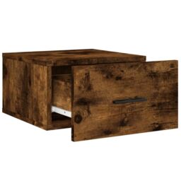 Berkfield Home Wall-mounted Bedside Cabinet Smoked Oak 35x35x20 cm in Brown - Size: 35 x 35 x 20 cm - thumbnail 6