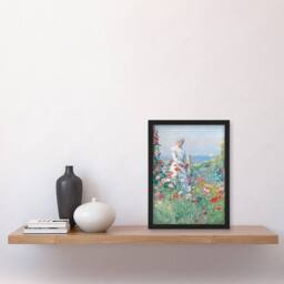 Artery8 Childe Hassam Framed Wall Art Celia in Her Garden Floral Portrait - Size: A4 - thumbnail 2