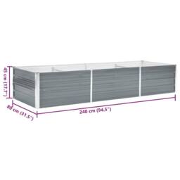 Berkfield Home Garden Raised Bed Galvanised Steel 240x80x45 cm Grey - Size: 240 x 80 x 45 cm - thumbnail 7