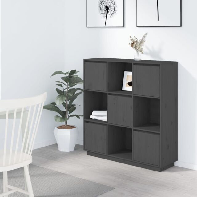 Berkfield Home Highboard Grey 110.5x35x117 cm Solid Wood Pine - image 1
