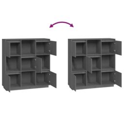 Berkfield Home Highboard Grey 110.5x35x117 cm Solid Wood Pine - thumbnail 5