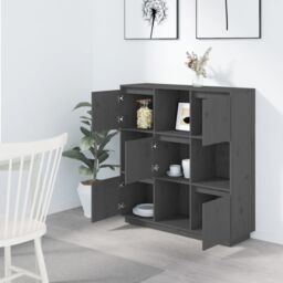 Berkfield Home Highboard Grey 110.5x35x117 cm Solid Wood Pine - thumbnail 6
