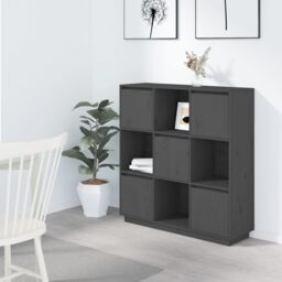 Berkfield Home Highboard Grey 110.5x35x117 cm Solid Wood Pine - thumbnail 1