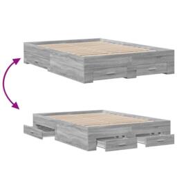 Berkfield Home Bed Frame with Drawers without Mattress Grey Sonoma 120x200 cm - Size: Small Double - thumbnail 7