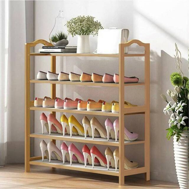 SPETLEK Bamboo Tiered Shoe Rack Storage Slatted 5-Tier in Natural - Size: 0.6m2 - image 1