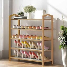 SPETLEK Bamboo Tiered Shoe Rack Storage Slatted 5-Tier in Natural - Size: 0.6m2