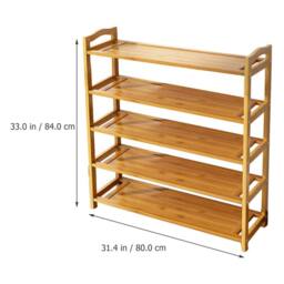 SPETLEK Bamboo Tiered Shoe Rack Storage Slatted 5-Tier in Natural - Size: 0.6m2 - thumbnail 2