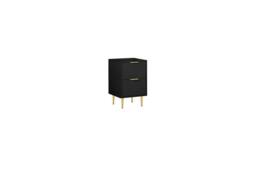 Birlea Zaza Black Bedside Cabinet 2 Drawer Fluted BedsideTable Chest - thumbnail 7
