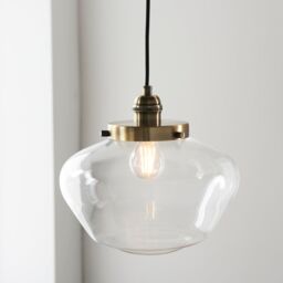 Loops Antique Brass Ceiling Pendant Light Clear Glass Shade Hanging Lighting Fixture - thumbnail 5
