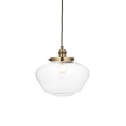 Loops Antique Brass Ceiling Pendant Light Clear Glass Shade Hanging Lighting Fixture - thumbnail 1