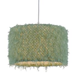 First Choice Lighting Rogers - Green Shaggy 30cm Easy Fit Pendant Shade - thumbnail 2