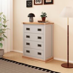 Cabinet Bits Bomporto 4 Drawer Chest of Drawers Bras Drop Handle in Light Grey - thumbnail 1