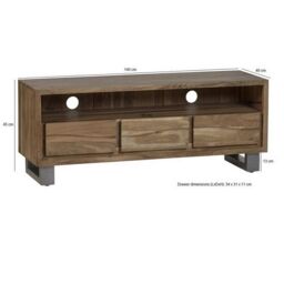 Indian Hub Baltic Live Edge Media Unit - Metal/Acacia Solid Wood - L40 x W140 x H45 cm in Brown - thumbnail 5