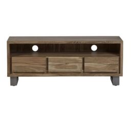 Indian Hub Baltic Live Edge Media Unit - Metal/Acacia Solid Wood - L40 x W140 x H45 cm in Brown - thumbnail 2