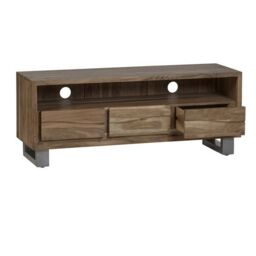 Indian Hub Baltic Live Edge Media Unit - Metal/Acacia Solid Wood - L40 x W140 x H45 cm in Brown - thumbnail 3