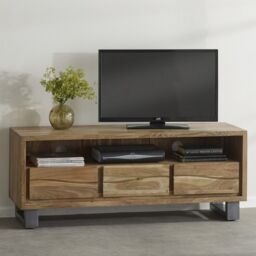 Indian Hub Baltic Live Edge Media Unit - Metal/Acacia Solid Wood - L40 x W140 x H45 cm in Brown - thumbnail 4