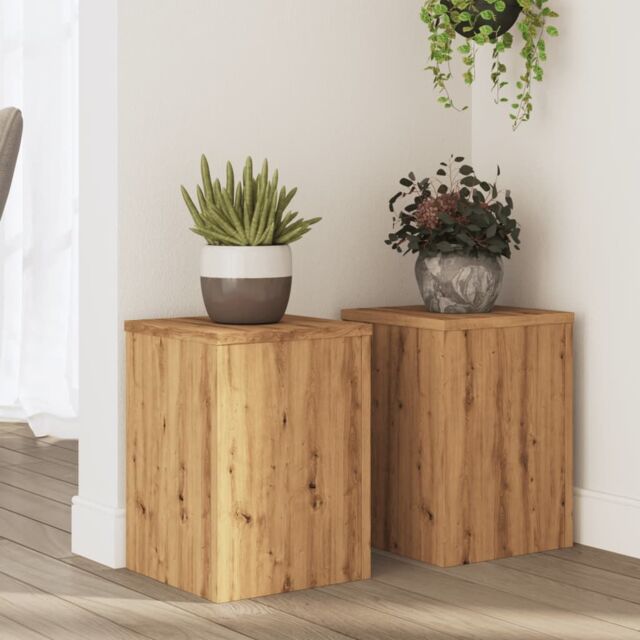 Berkfield Home Plant Stands 2 pcs Artisan Oak 25x25x35 cm Engineered Wood in Brown - Size: 25 x 25 x 35 cm - image 1