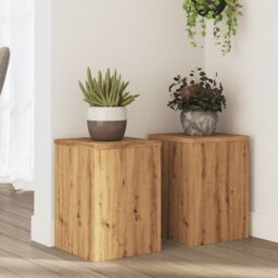 Berkfield Home Plant Stands 2 pcs Artisan Oak 25x25x35 cm Engineered Wood in Brown - Size: 25 x 25 x 35 cm - thumbnail 1