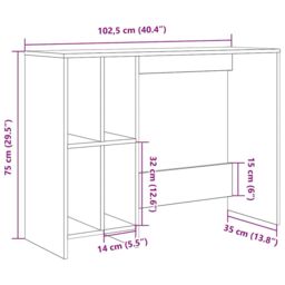 Berkfield Home Desk Old Wood 102.5x35x75 cm Engineered Wood in Brown - thumbnail 9