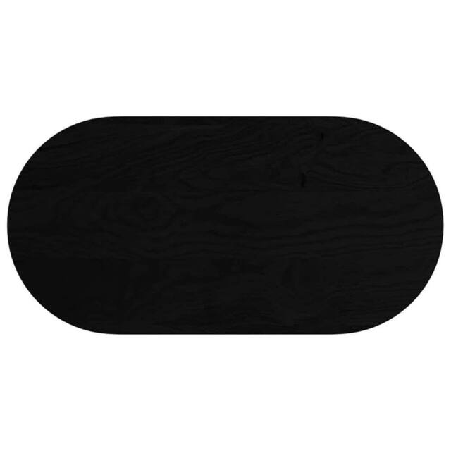 Berkfield Home Table Top Dark Brown 100x50x2 cm Solid Wood Oak Oval in Black - Size: 100 x 50 x 2 cm